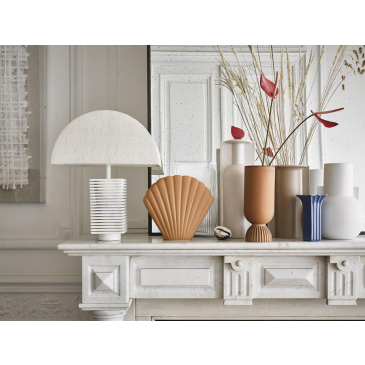 HKliving Ribbel Tafel Lamp Marmer Wit
