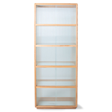 Hkliving Display Kast Wood With Ribbed Glass, Natural