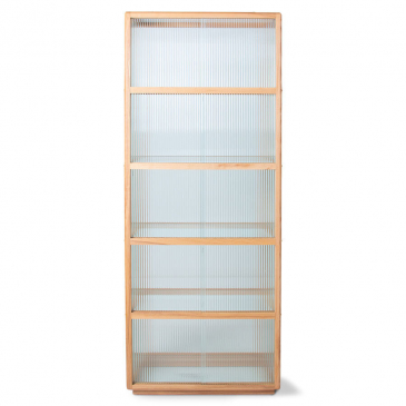 HKliving Display Kast Wood With Ribbed Glass, Natural