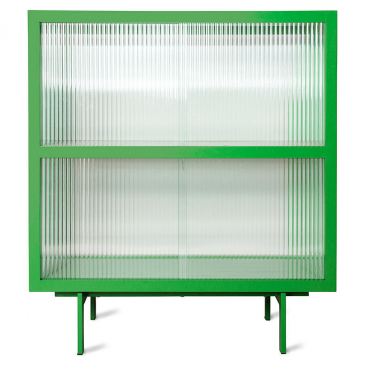 Hkliving Kast With Ribbed Glass, Fern Groen