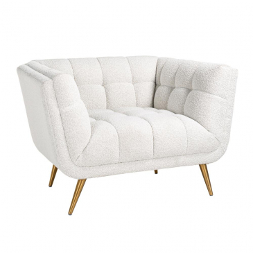 Richmond Fauteuil Huxley Wit Bouclé / Brushed Goud