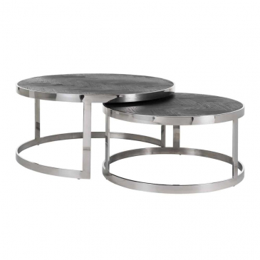 Richmond Salontafel Blackbone Zilver Set Van 2 Rond