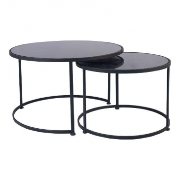 PTMD Salontafel Nico Zwart Marmer Zwart  Set van 2