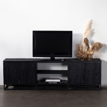 Tv-meubel Pure Black Zeth Zwart 200cm - Giga Meubel