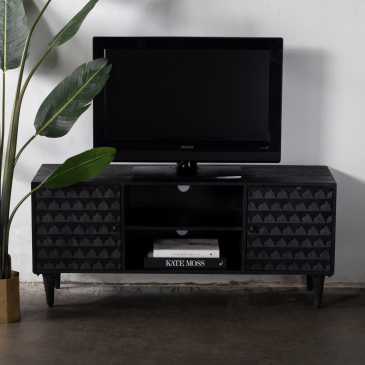 Tv-Meubel Louis Mangohout Zwart 130cm - Giga Meubel