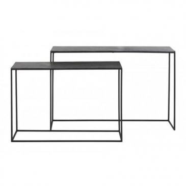 Light & Living Sidetable Set van 2 Boca Ruw Antiek Lood/Mat Zwart 120cm