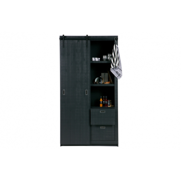 Slide kast barn bezaagd mat zwart [fsc]