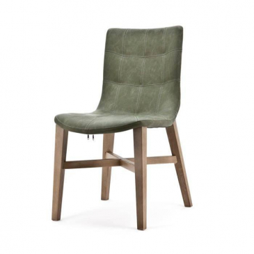 Stoel Neba met grijze eiken poot - groen vintage