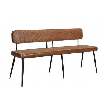 I-Catchers Bankje Vettel Leer Met Rugleuning Cognac 160cm