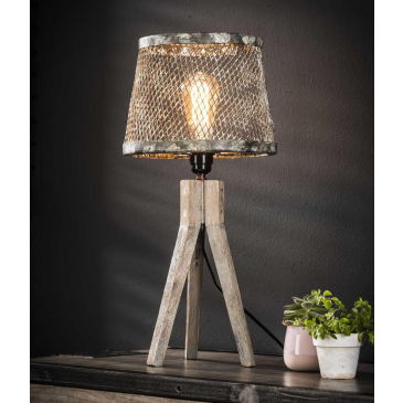 Tafellamp massief houten driepoot