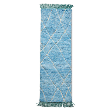 Hkliving Handgeknoopt Woolen Runner Blauw/Turquoise (80X250)