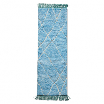 Hkliving Handgeknoopt Woolen Runner Blauw/Turquoise (80X250)