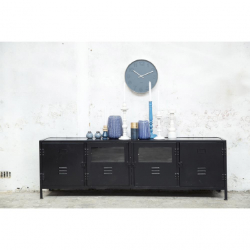 Tv-meubel Locker Vintage Glass Zwart Giga Meubel