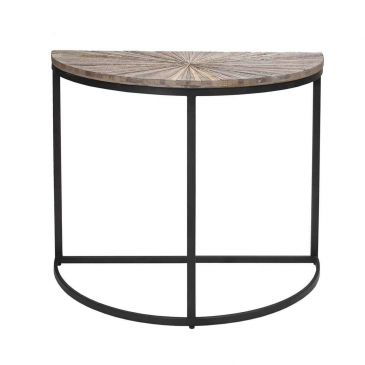 PTMD Sidetable Vic Natural Halfrond Inlay Hout