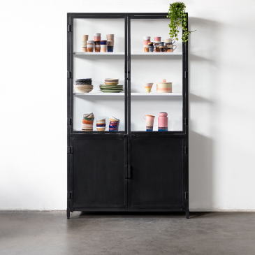 Vitrinekast Lotte Lux Zwart/Wit 4drs - Giga Meubel