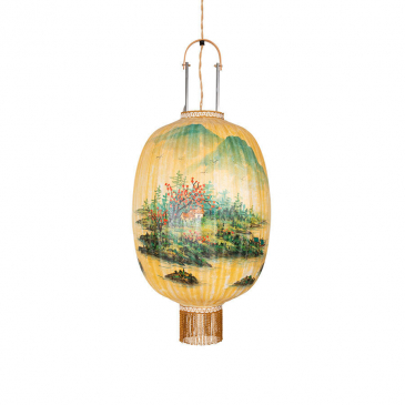 HKliving Traditional Lantern Landscape Painting Oval L