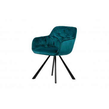 Woood Exclusive Elaine Eetkamerstoel Fluweel Deep Sea