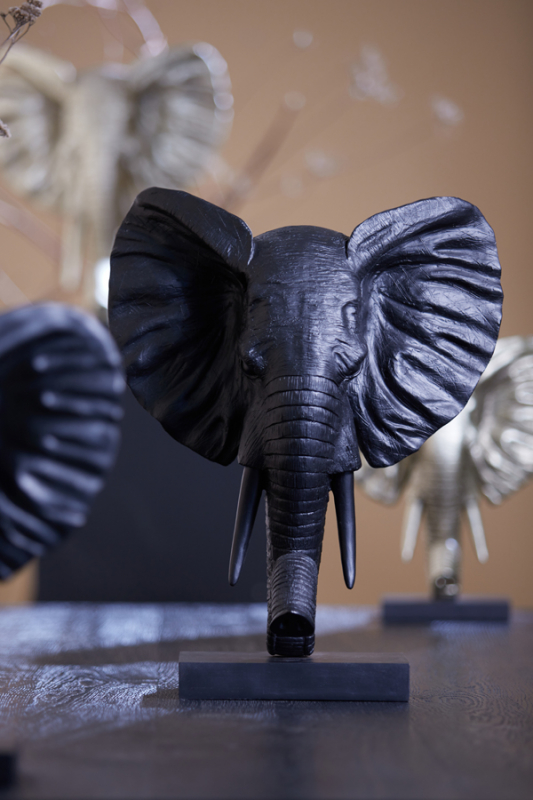 Light & Living Ornament Elephant Mat Zwart 49cm