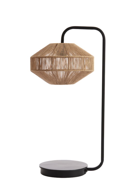 Light & Living Tafellamp Lyra Naturel+Mat Zwart Ø26x60 cm