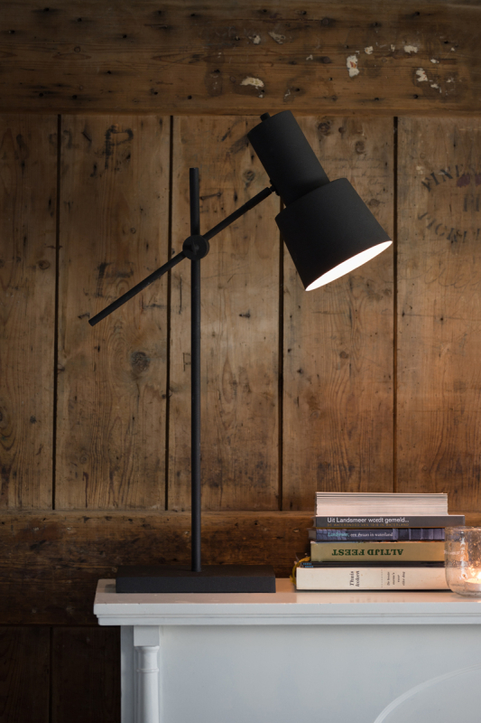 Light & Living Bureaulamp Preston Zwart 68-82cm