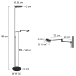 Steinhauer Turound Vloerlamp Zwart 2-lichts 187cm