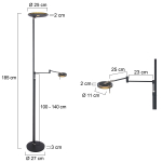 Steinhauer Turound Vloerlamp Zwart Grijs Glas 2-lichts 187cm