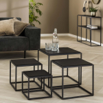 Salontafel Set van 4 Teca Zwart - Giga Meubel