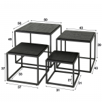 Salontafel Set van 4 Teca Zwart - Giga Meubel
