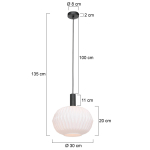 Steinhauer Verre Nervure Hanglamp Wit Ribbel Ø30cm