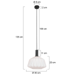 Steinhauer Verre Nervure Hanglamp Wit Ribbel Ø30cm