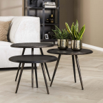 Salontafel Set van 3 Rond Metallic - Giga Meubel