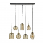 Hanglamp Stripe Horizontal 4+3-Lichts Glas Amber - Giga Meubel