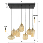 Hanglamp 7-Lichts Pattern Mix Amberkleurig Glas - Giga Meubel