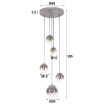 Hanglamp 5L Bubble shaded getrapt - Giga Meubel