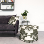 Poef Liam 45x45cm Groen/Grijs - Giga Meubel