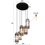 Hanglamp 5-Lichts Getrapt Cilinder Rib Smoke - Giga Meubel
