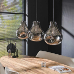 Hanglamp 3-Lichts Dent Glas Artic Zwart - Giga Meubel