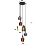 Hanglamp 5-Lichts Driekleur Getrapt Mix Glas - Giga Meubel