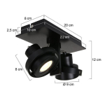 Steinhauer Quatro LED Wandlamp/spot Zwart 2-lichts