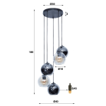 Hanglamp 5-Lichts Getrapt Bubbles Tweekleur - Giga Meubel