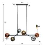 Hanglamp 6-Lichts Molecule Mix Glas Artic Zwart - Giga Meubel
