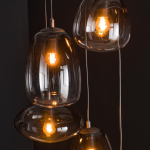 Hanglamp 5-Lichts Getrapt Mix Glas Shaded Artic Zwart - Giga Meubel