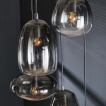 Hanglamp 5-Lichts Getrapt Mix Glas Shaded Artic Zwart - Giga Meubel