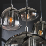 Hanglamp 6-Lichts Mix Glas Shaded Artic Zwart - Giga Meubel