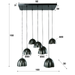 Hanglamp Mirror 4+3-Lichts Zwart Nikkel