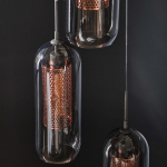 Hanglamp 3-Lichts Getrapt Smoke Glas Geperforeerd Staal - Giga Meubel