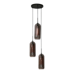 Hanglamp 3-Lichts Getrapt Smoke Glas Geperforeerd Staal - Giga Meubel