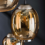 Hanglamp 5-Lichts Mix Getrapt Amberkleurig Glas - Giga Meubel