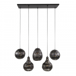 Hanglamp Strip Multi Shade 5-Lichts Zwart/Bruin - Giga Meubel