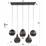 Hanglamp Strip Multi Shade 5-Lichts Zwart/Bruin - Giga Meubel